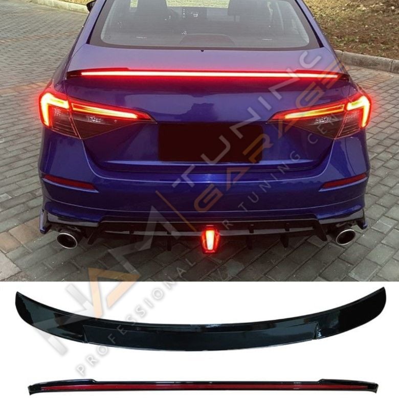 HONDA CIVIC FE1 2022 IÇIN UYUMLU LED SPOILER (PARLAK SIYAH)