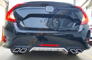 HONDA CIVIC FC5 2016-2020 IÇIN UYUMLU DIFUZOR KARE EGZOZ SILVER