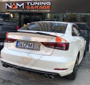 Audi A3 8V Spoyler Sedan/Cabrio Uyumlu VOTEX Spoiler 2013-2019 Parlak Siyah
