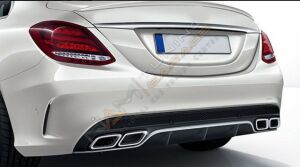 MERCEDES W205 C SERISI IÇIN SILVER DIFÜZÖR & EGZOZ SETI (AMG SEDAN) SILVER DIFÜZÖR - SILVER EGZOZ ILE