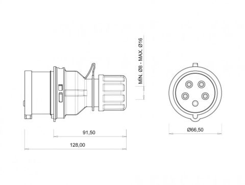 Bemis 5*16a Cee Norm Trifaze Düz Fiş BC1-1505-2011