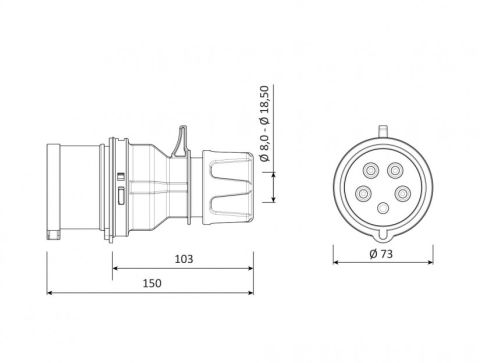 Bemis 5*32a Cee Norm Trifaze Düz Fiş BC1-3505-2011