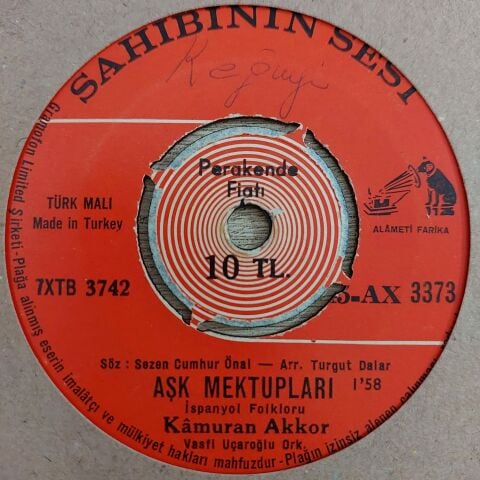 KAMURAN AKKOR - AŞK MEKTUPLARI 45LİK PLAK