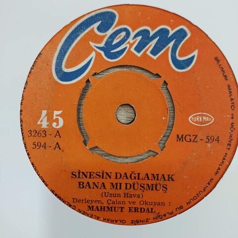 MAHMUT ERDAL - SİNESİN DAĞLAMAK BANA MI DÜŞMÜŞ 45LİK PLAK