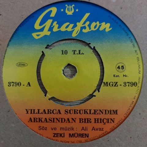 Zeki Müren – Yıllarca Sürüklendim Arkasından Bir Hiçin  45LİK PLAK