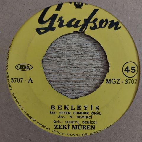 Zeki Müren – Bekleyiş / İki Damla Göz Yaşı 45LİK PLAK