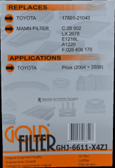 TOYOTA Prius (2004 > 2009) 1.5 HAVA FİLTRE