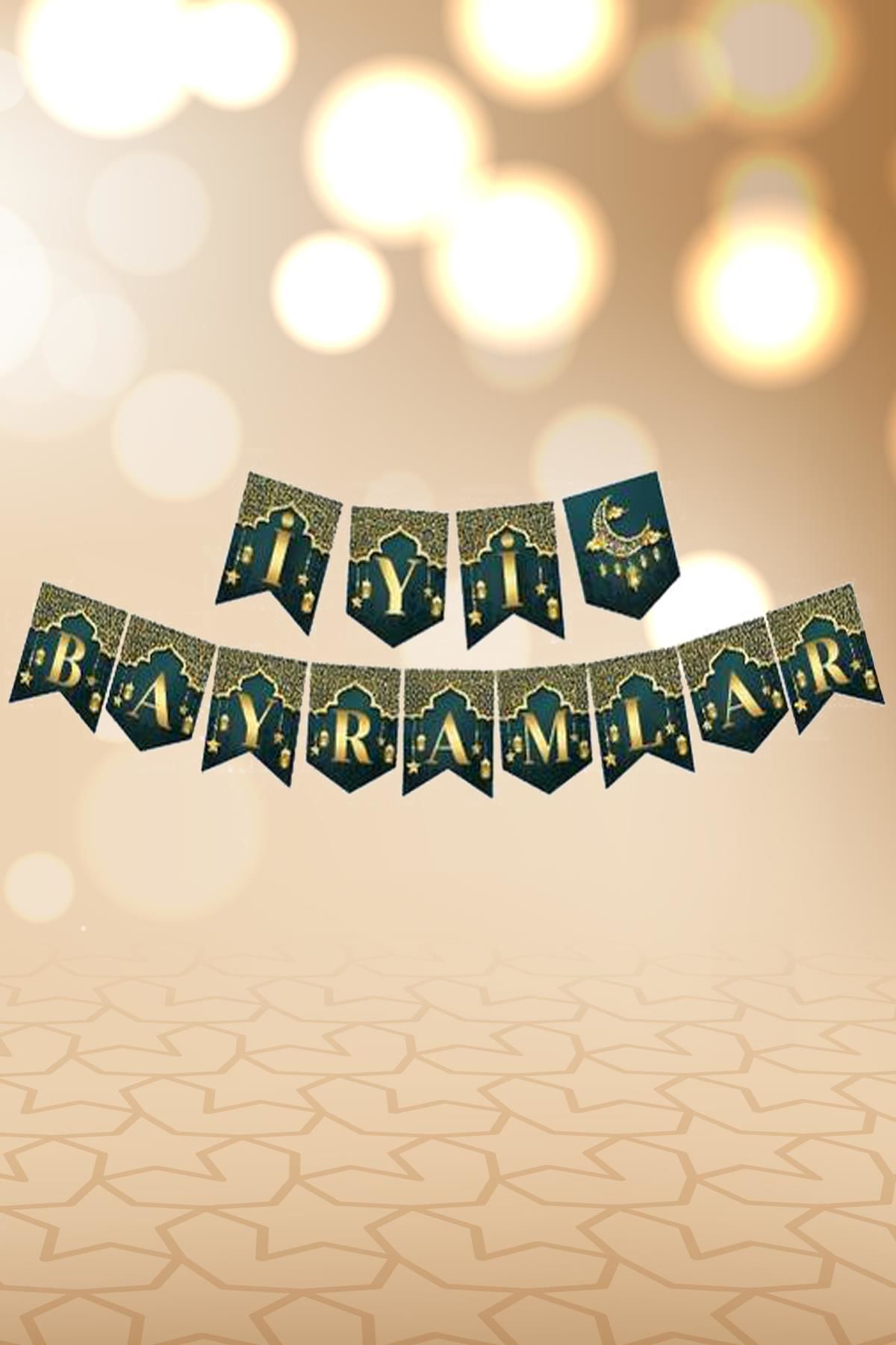 İyi Bayramlar Yazılı Zikzak Banner Yazılı İpe Dizili Harfler Ramazan Süsleri