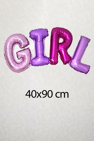 Girl Yazılı Rengarenk Birleşik Folyo Balon Cinsiyet Partisi Kız Bebek Baby Shower Parti Balonu