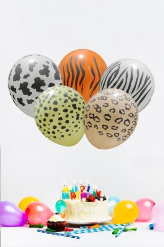Safari Temalı Baskılı Balonlar 12'' Inç Balon 5 Adet
