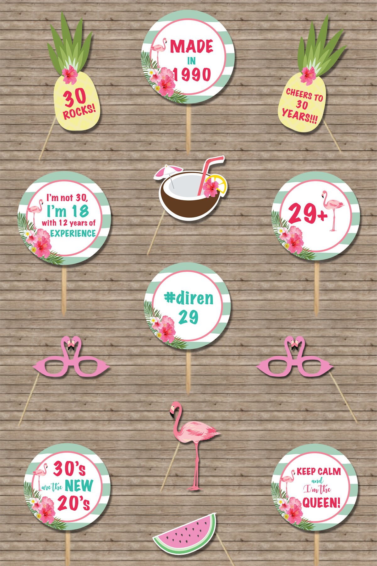 30 Yaş Doğum Günü Konuşma Balonları, Flamingo Konsept