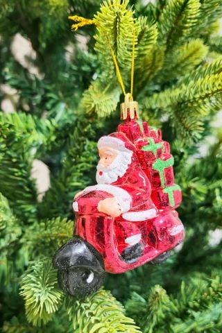 2li Motorsikletli Noel Baba Yılbaşı Ağaç Süsü Çam Ağacı Süsü Hediye Paketli Noel Baba 2li Paket