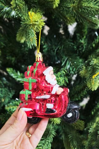 2li Motorsikletli Noel Baba Yılbaşı Ağaç Süsü Çam Ağacı Süsü Hediye Paketli Noel Baba 2li Paket