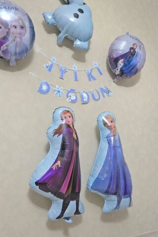 Frozen Elsa Tema Doğum Günü Balon Süsleme Seti Karlar Ülkesi Tema İyi Ki Doğdun Bannerlı