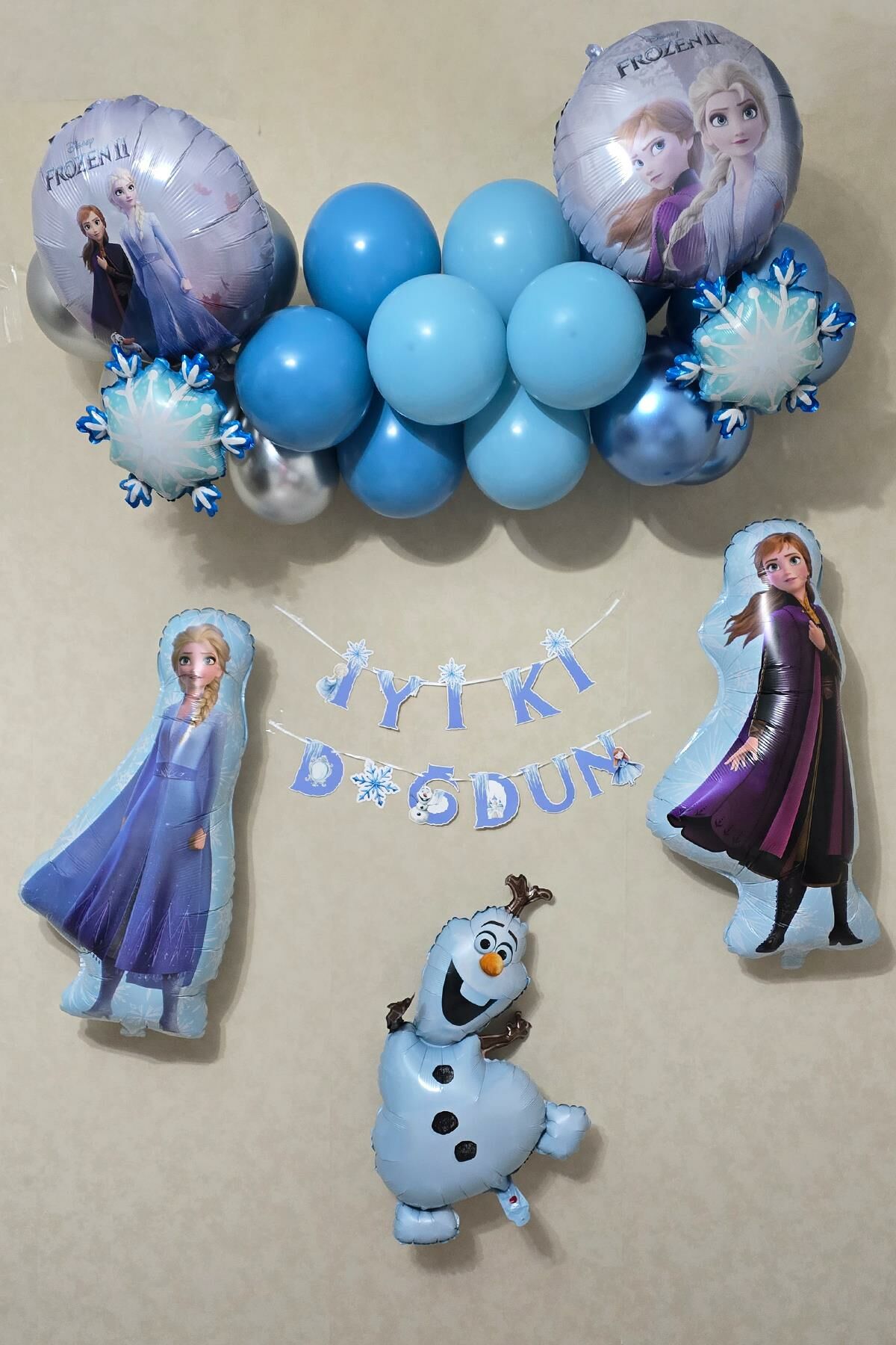 Frozen Elsa Tema Doğum Günü Balon Süsleme Seti Karlar Ülkesi Tema Doğum Günü Süsleri Büyük Set Paketi