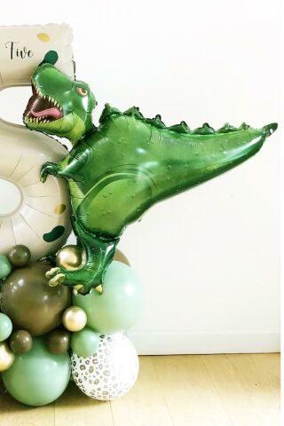 Dinazor Lüks Büyük Boy Folyo Balon T-Rex Dinazor Konsept Doğum Günü Balonu