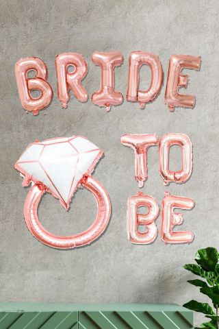 Tek Taşlı Bride To Be Balon Seti Rose Gold - Bekarlığa Veda Balonu