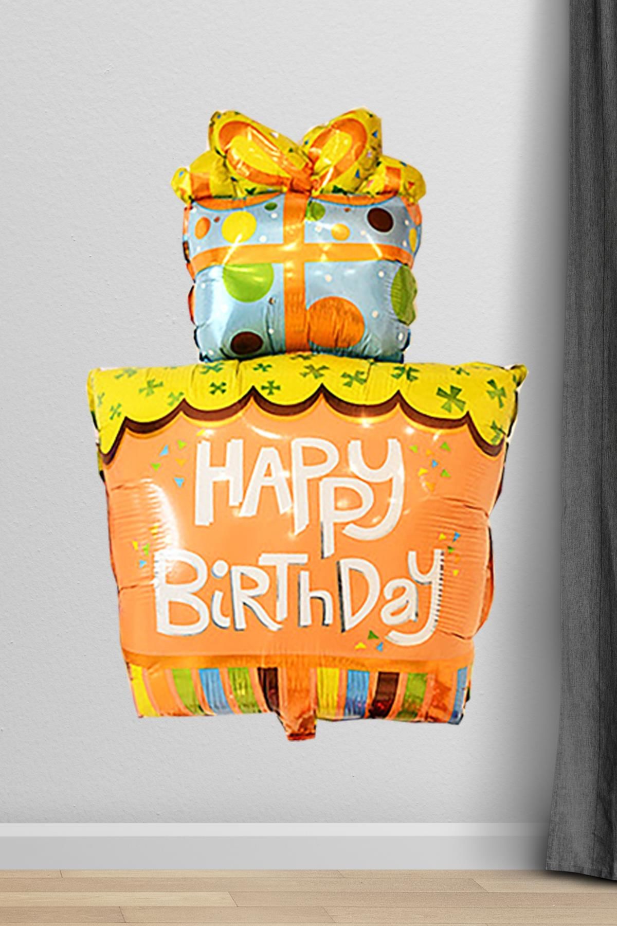 Hediye Paketi Şekilli Happy Birthday Doğum Günü Parti Balonu