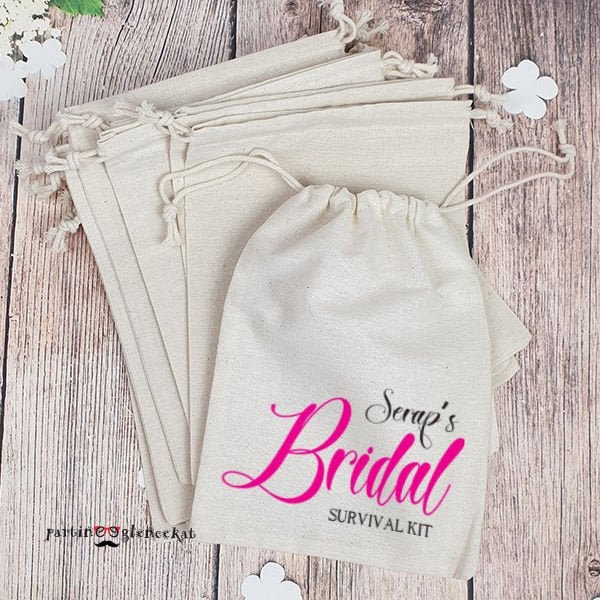 İsme Özel Baskılı Bridal Party Survival Kit Kesesi