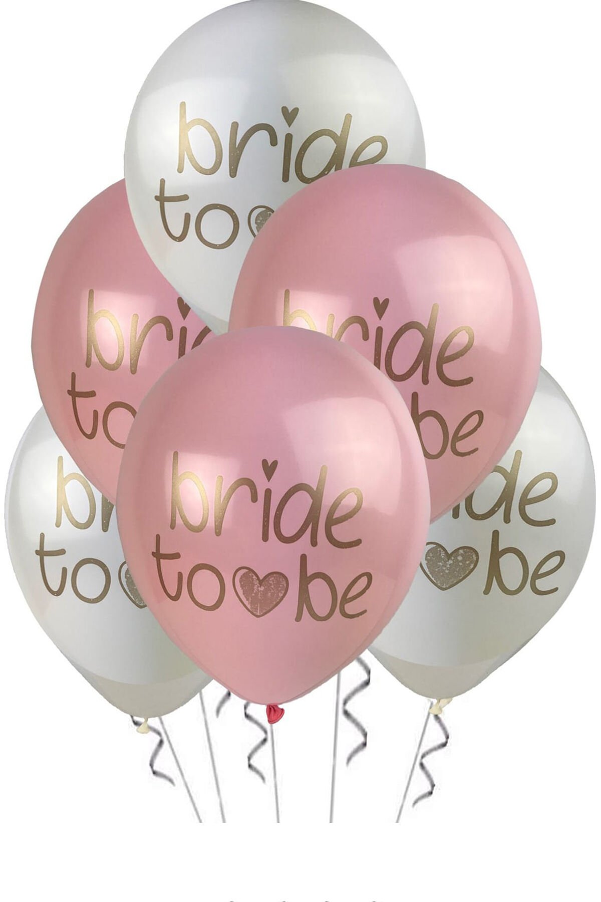 Bride To Be Balonları - Pembe Beyaz 6'lı Paket