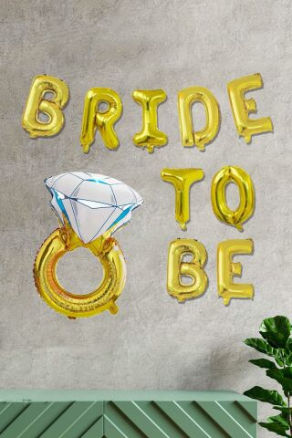 Tek Taşlı Bride To Be Balon Seti Gold - Bekarlığa Veda Balonu