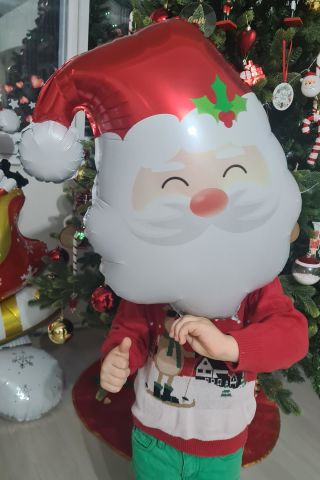 Noel Baba Balonu Yılbaşı Süsleri Noel Baba Kafası Balon 45cm