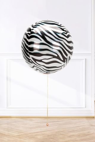 Küre Zebra Desen Folyo Balon 4D Büyük Boy 55cm
