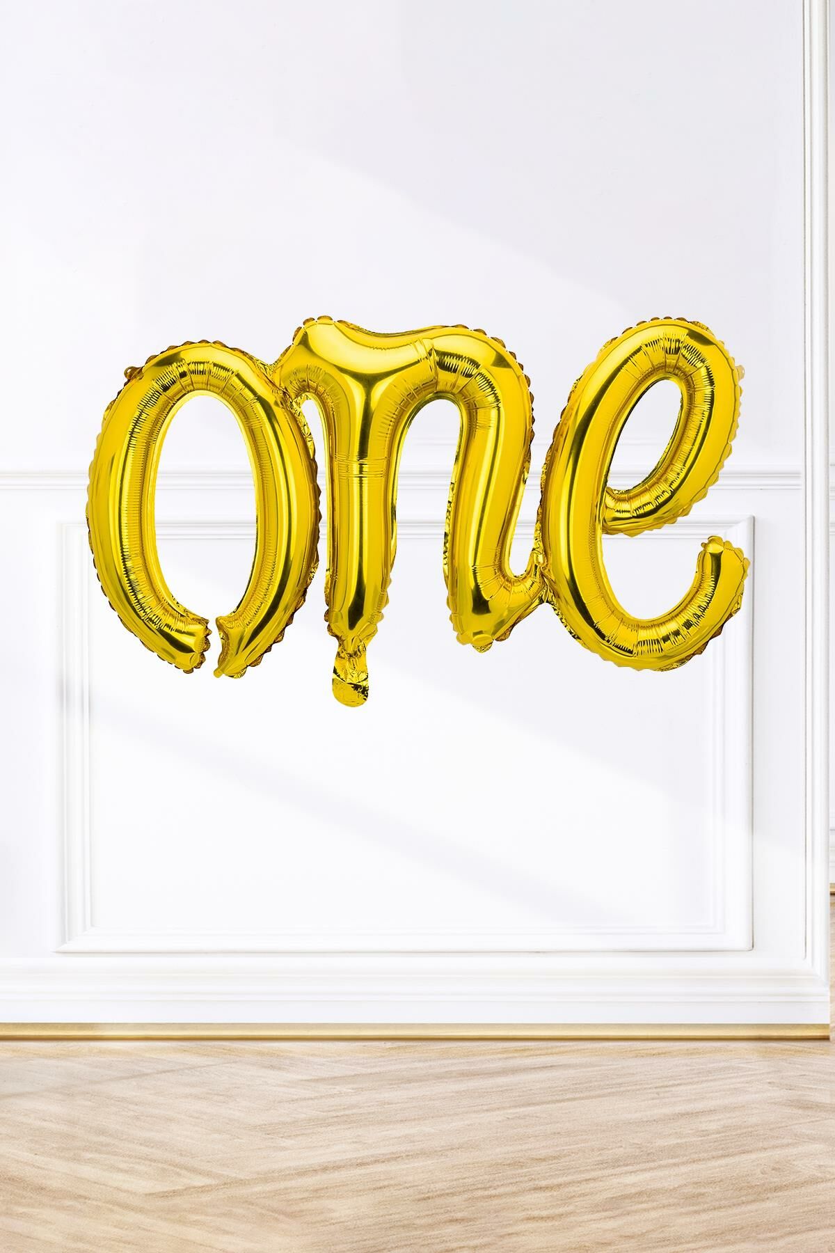 One Folyo Balon GOLD İtalik Birleşik 1 Yaş Balonu 110cm