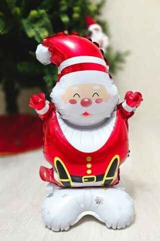 Ayaklı Küçük Noel Baba Folyo Balon Oturan Noel Baba Yılbaşı Balonu