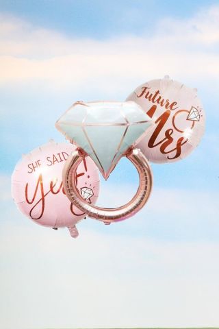 Rose Gold Tek Taşlı Düğün Fotoğrafı Balonları Seti I Said Yes Future Mrs