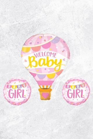 Kız Bebek Doğum Baby Shower Balonları Pembe Bebek Balon Seti Welcome Baby