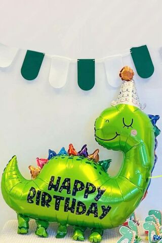 Büyük Dinozor Balon Happy Birthday Yazılı 90cm