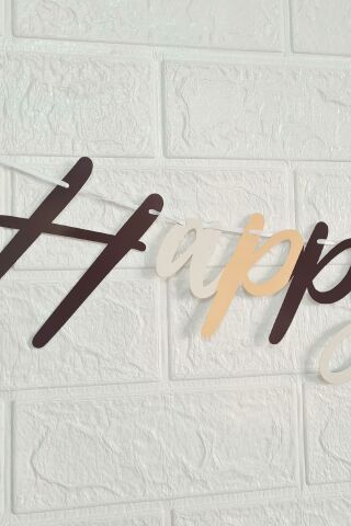 Retro Renkler Happy Birthday Banner Kaligrafi El Yazısı Retro Doğum Günü Duvar Süsü