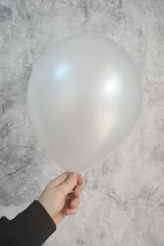 Metalik Beyaz Balon 12'' 30 cm Metalik Balon 10lu Paket