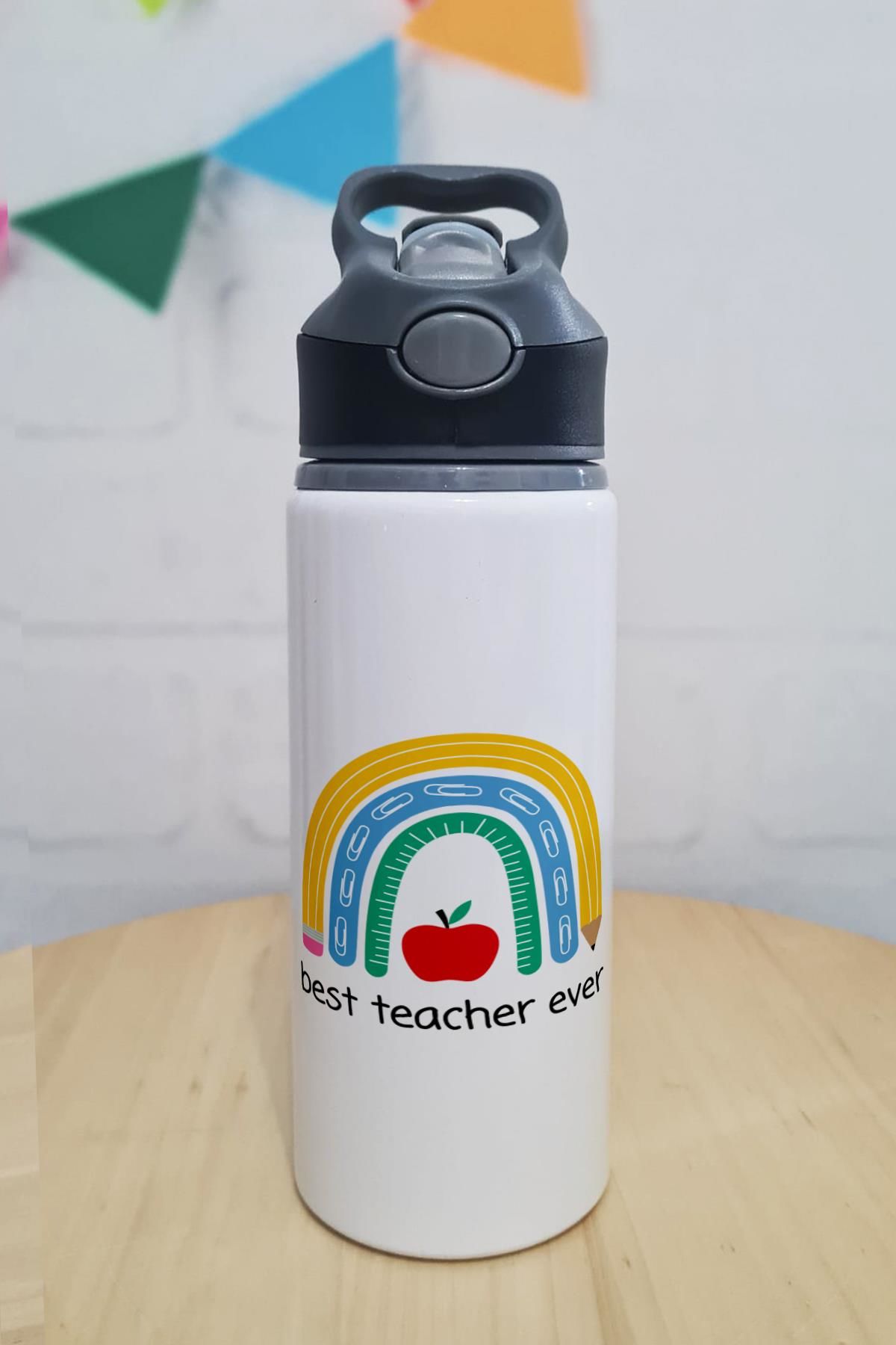 Best Teacher Ever Öğretmene Hediye Matara Suluk 650ml