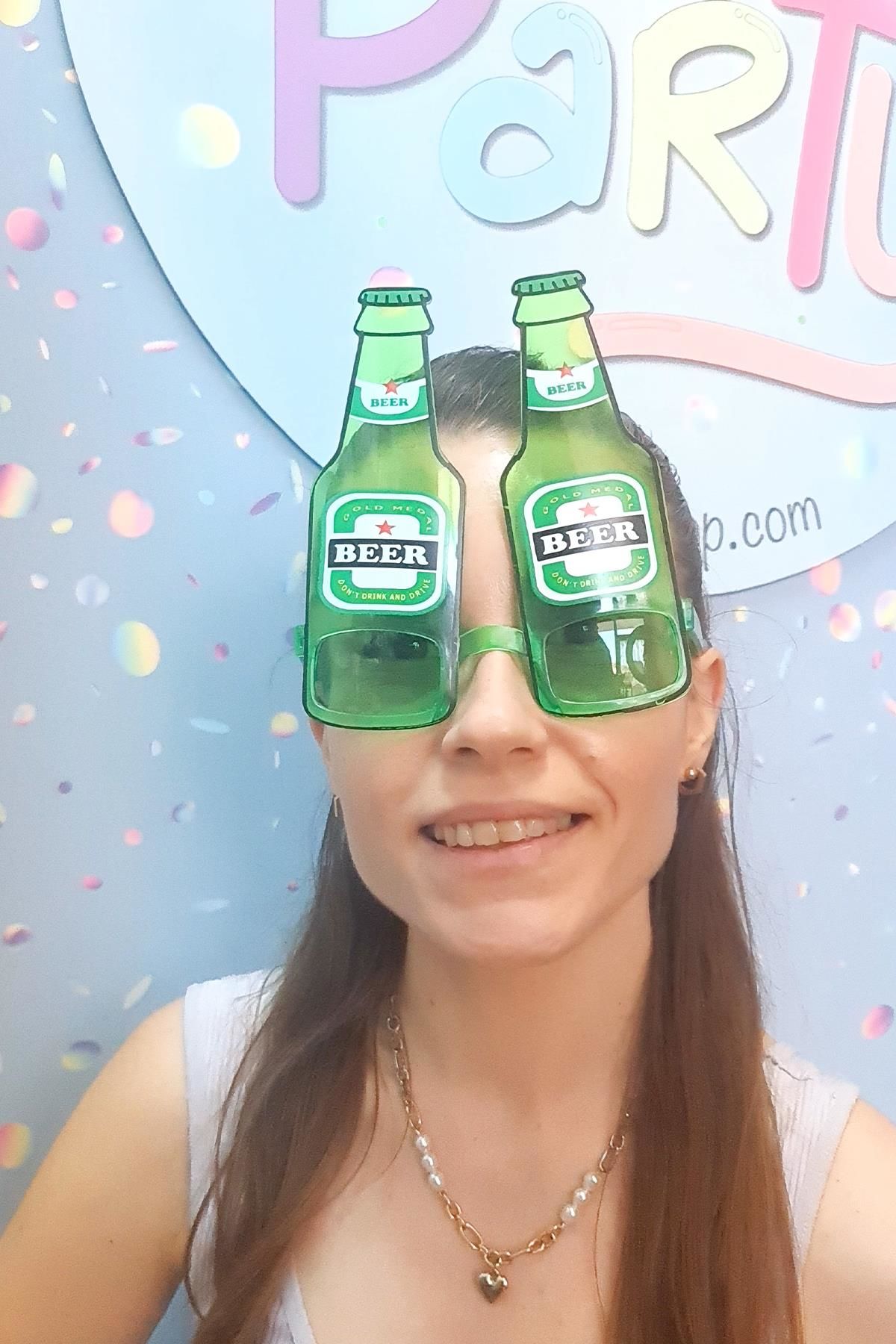 Bira Şişesi Şeklinde Gözlük Parti Gözlüğü Eğlenceli Photobooth Gözlüğü