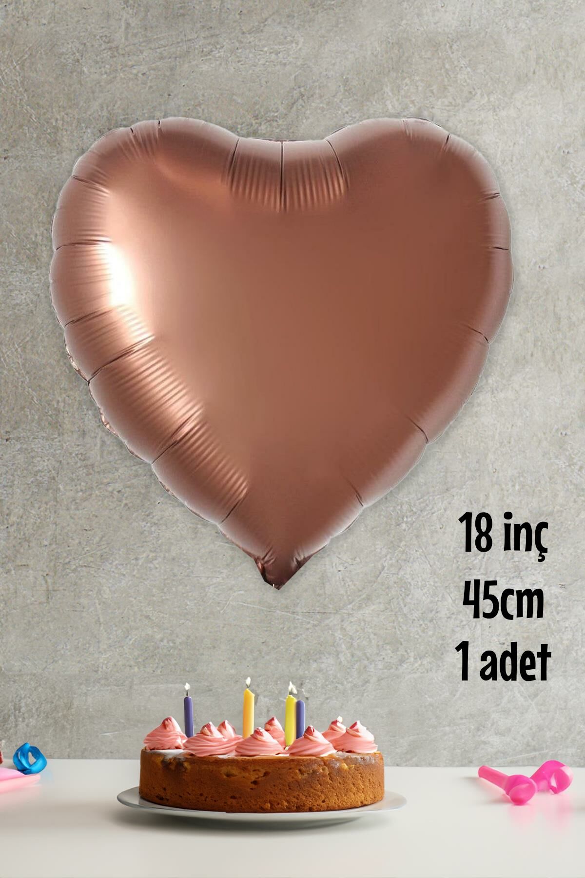 Çikolata Kahve Kalp Folyo Balon Retro Kalp Balon 18'' 45cm