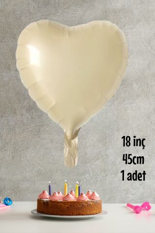 Krem Karamel Kalp Folyo Balon Retro Kalp Balon 18