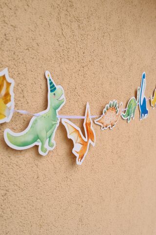 Dinozor Konsept Doğum Günü Balon Zinciri Banner İyi ki Doğdun Yazı Seti