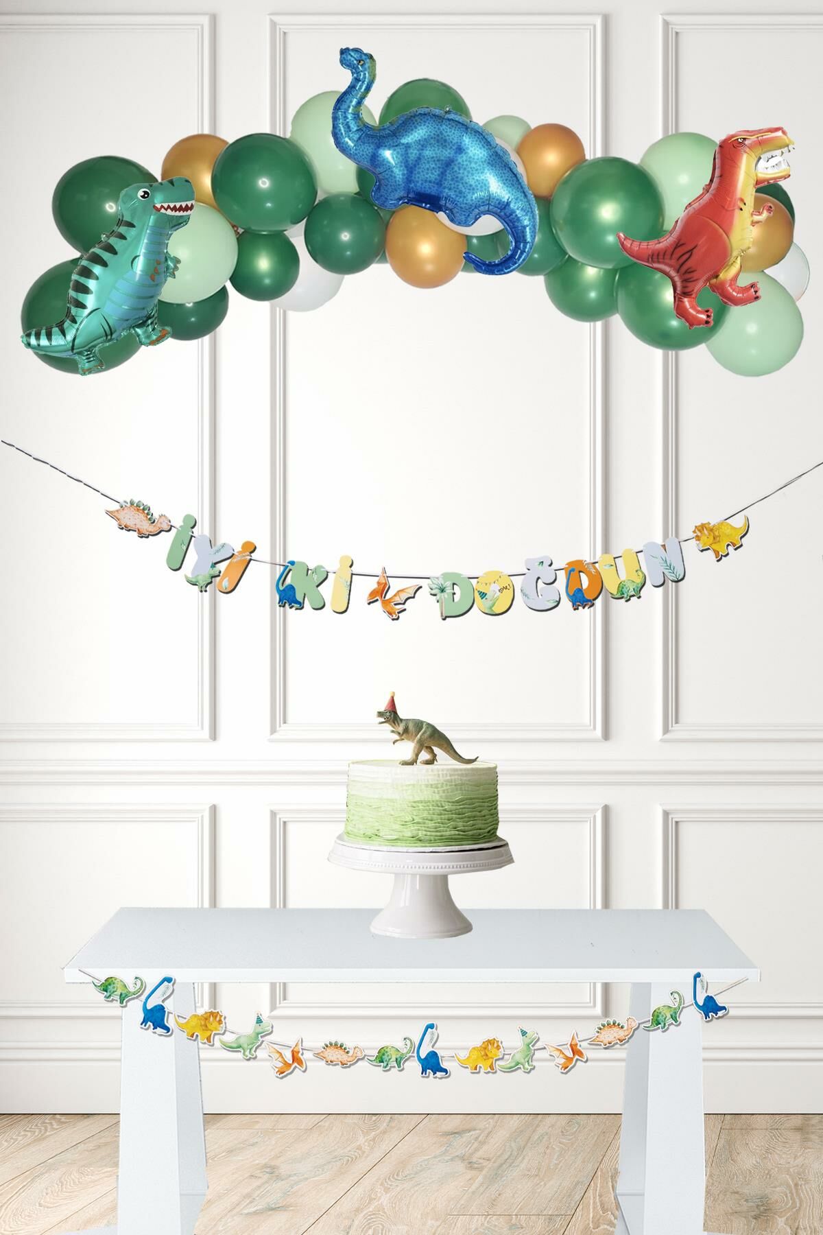 Dinozor Konsept Doğum Günü Balon Zinciri Dinozor Folyo Balonlar