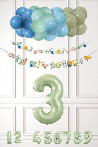 Dinozor Konsept Yaş Günü Balon Zinciri Retro Dinozor Tema Doğum Günü Balonları