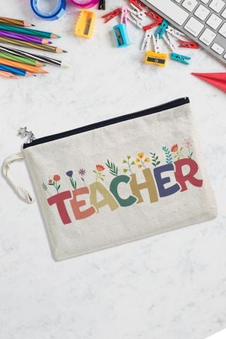 Teacher Yazılı Öğretmenler Günü Hediyesi Astarlı Lüks Clutch Çanta