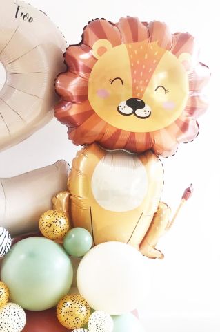 Sevimli Aslan Büyük Folyo Balon Safari Temalı Doğum Günü Balonları 100cm
