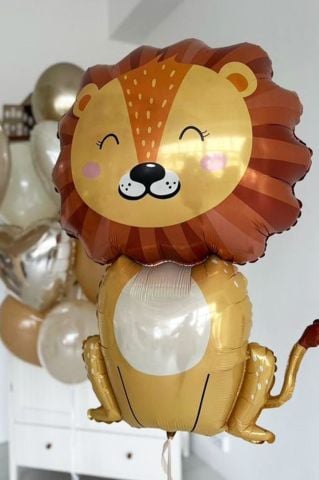 Sevimli Aslan Büyük Folyo Balon Safari Temalı Doğum Günü Balonları 100cm