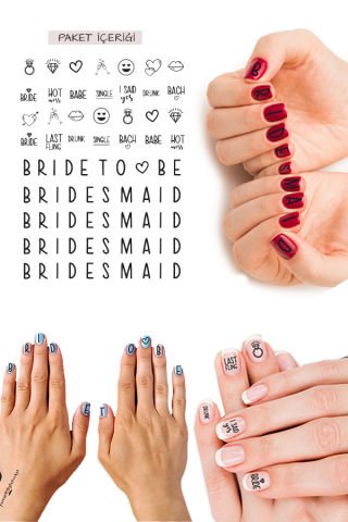 Bride - Gelin Geçici Tırnak Dövmesi - Nail Tattoo