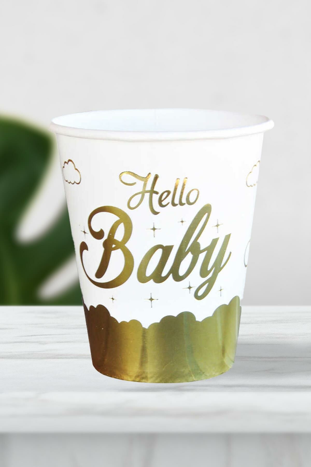 Hello Baby Gold Varak Karton Bardak 8oz 6lı