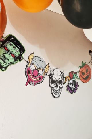 Cadılar Bayramı Korkunç Figürler Banner Özel Üretim Halloween Süsleri İpli Banner