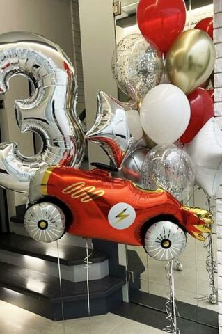 Retro Araba Folyo Balon Yarış Temalı Doğum Günü Model Araba Balon 93cm