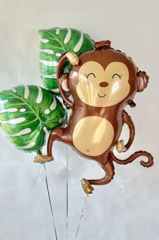 Maymun Folyo Balon Safari Temalı Doğum Günü Balonları 90cm