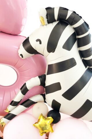 Zebra Büyük Folyo Balon Safari Temalı Doğum Günü Zebra Şekilli Folyo Balon 92cm